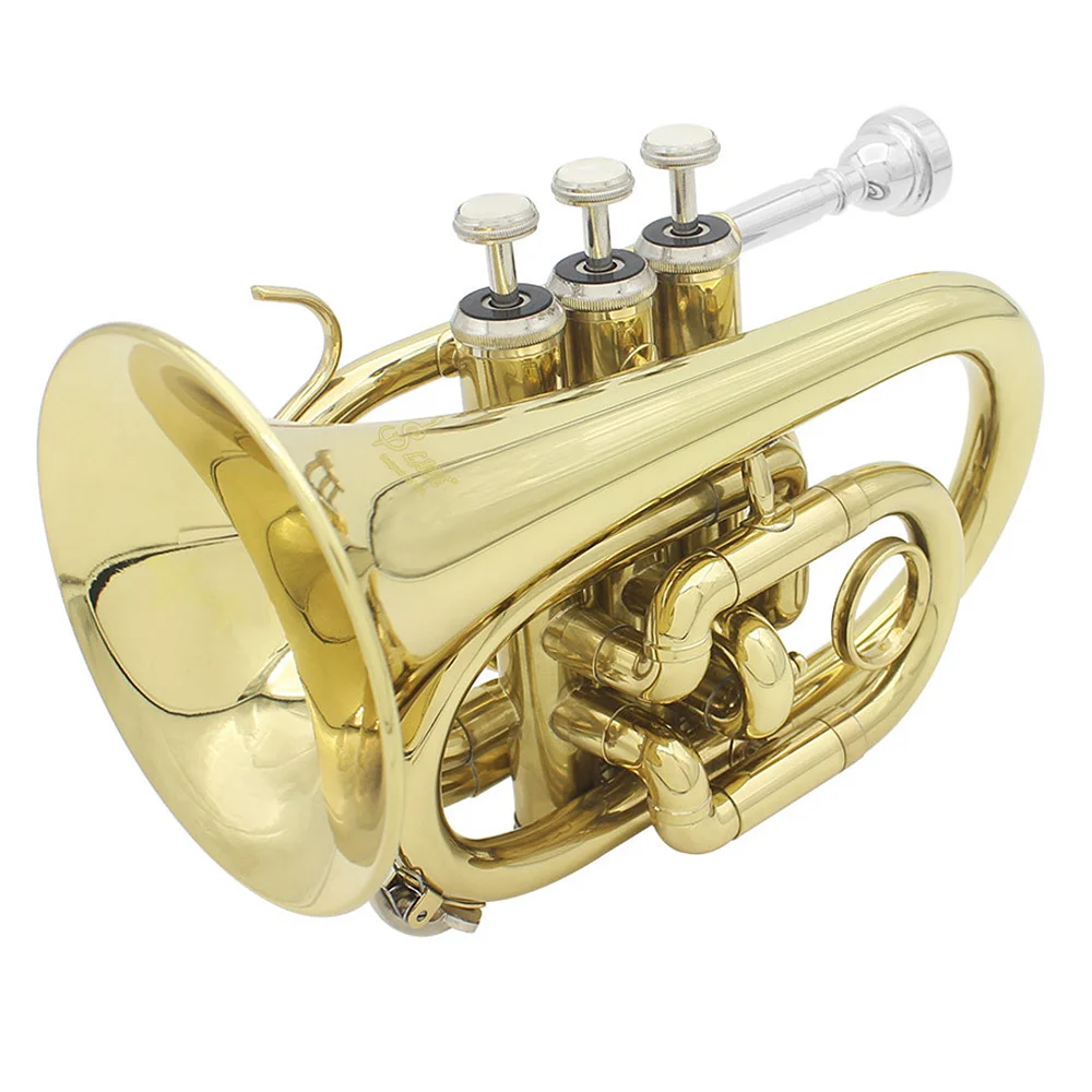 

Good Quality LADE Professional Palm Pocket Trumpet Tone Flat B Bb Brass Wind Instrument with Mouthpiece Gloves Cloth Brush