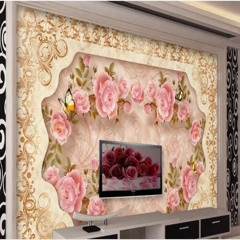 

wellyu Custom large - scale murals European pattern art tiles TV sofa background wall non - woven wallpaper papel de parede