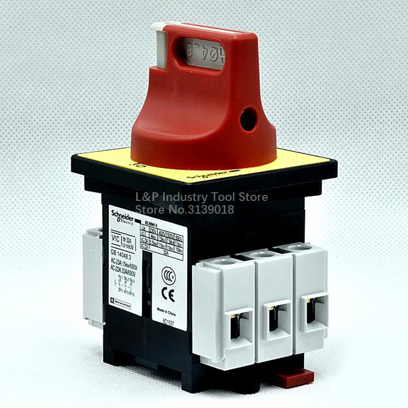 Piezas originales de carril Din Schneider 32A 3P VCF1C (V1C + KCF1PZC) cuerpo del interruptor de carga V1C y Panel KCF1PZC interruptor-disconector