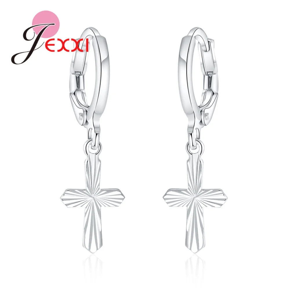 New Corss Shape 925 Sterling Silver Dangle Earrings Fashion Jewelry Earrings Wedding Party Gifts Female Accessories Good Quality