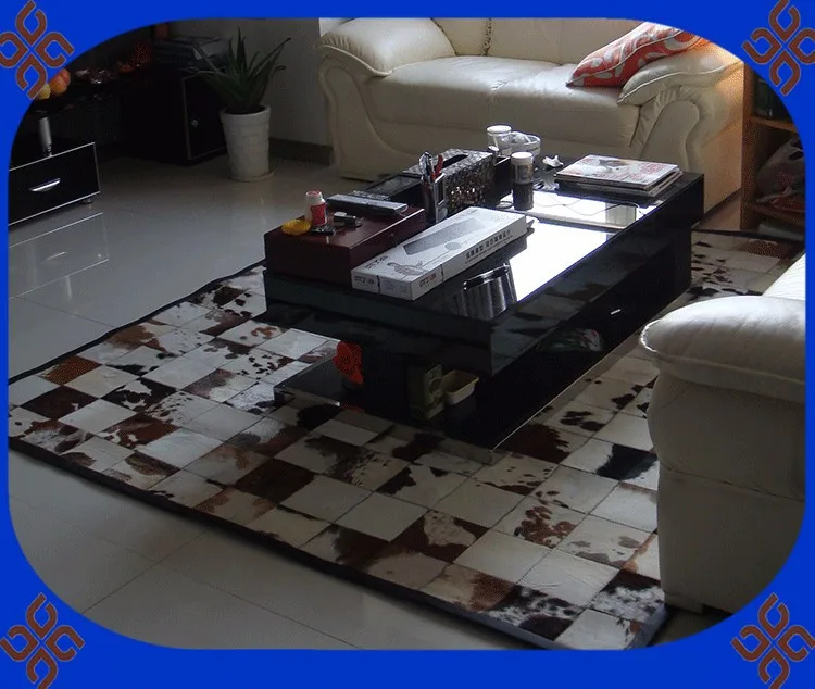 

2018 free shipping 100% natural genuine cowhide viscose silk rugs
