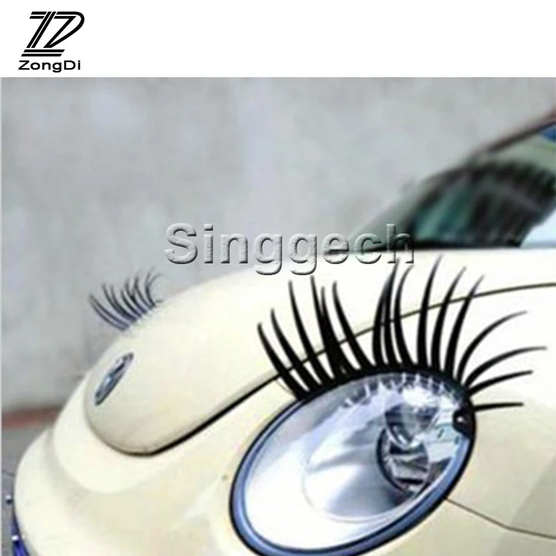 ZD 1Pair 3D Car Fake Eye Lash Stickers Headlight For Nissan qashqai Citroen c4 c5 c3 Chevrolet cruze aveo Peugeot 307 accessorie