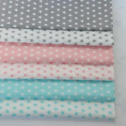 100% cotton twill cloth simple GRAY PINK AQUA stars fabrics for DIY crib bedding patchwork cushion quilting handwork home decor