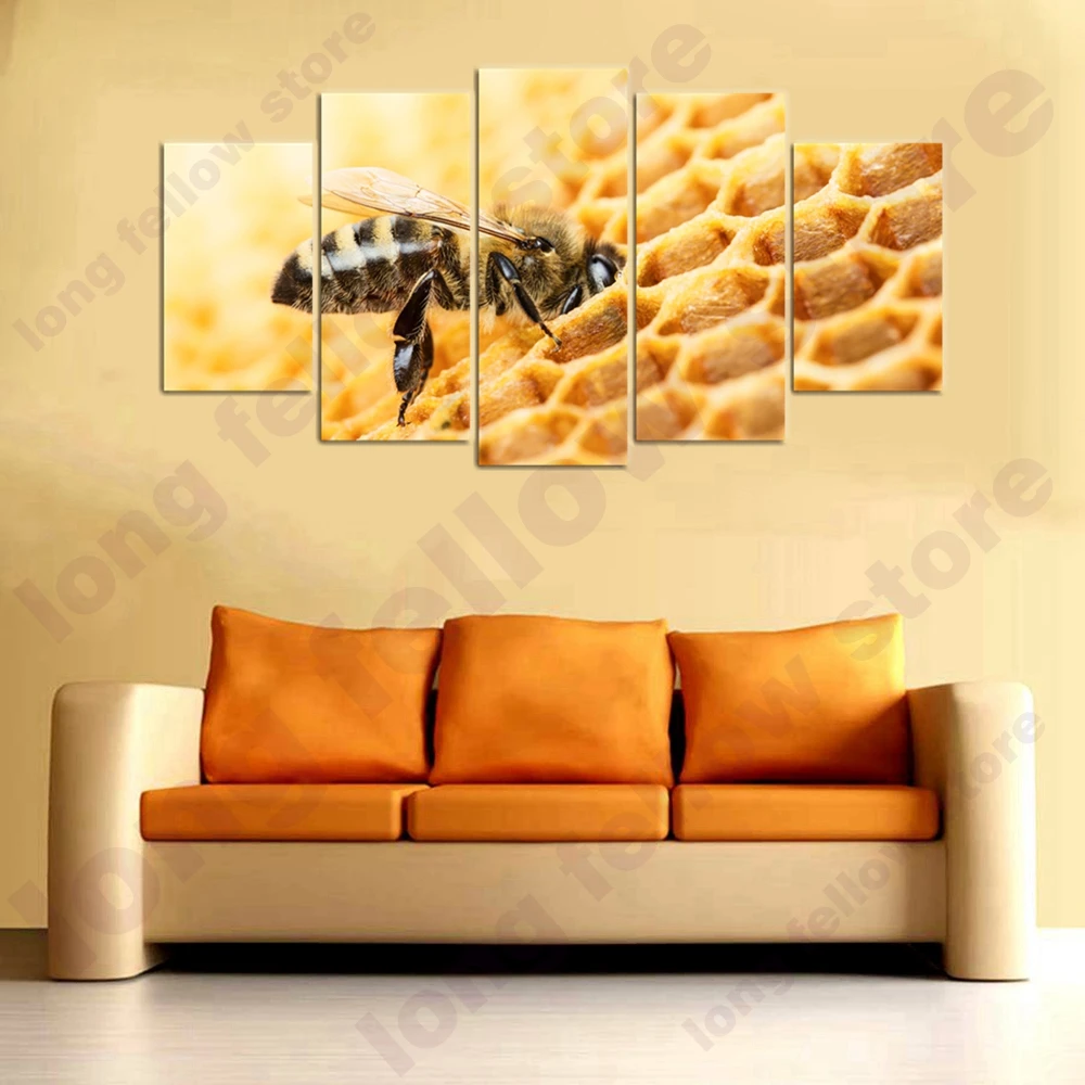 

Bees Gather Honey Posters Wall Art Prints Still Life Honey Food Picture for Kitchen Restaurant Home Decoration Drop shipping