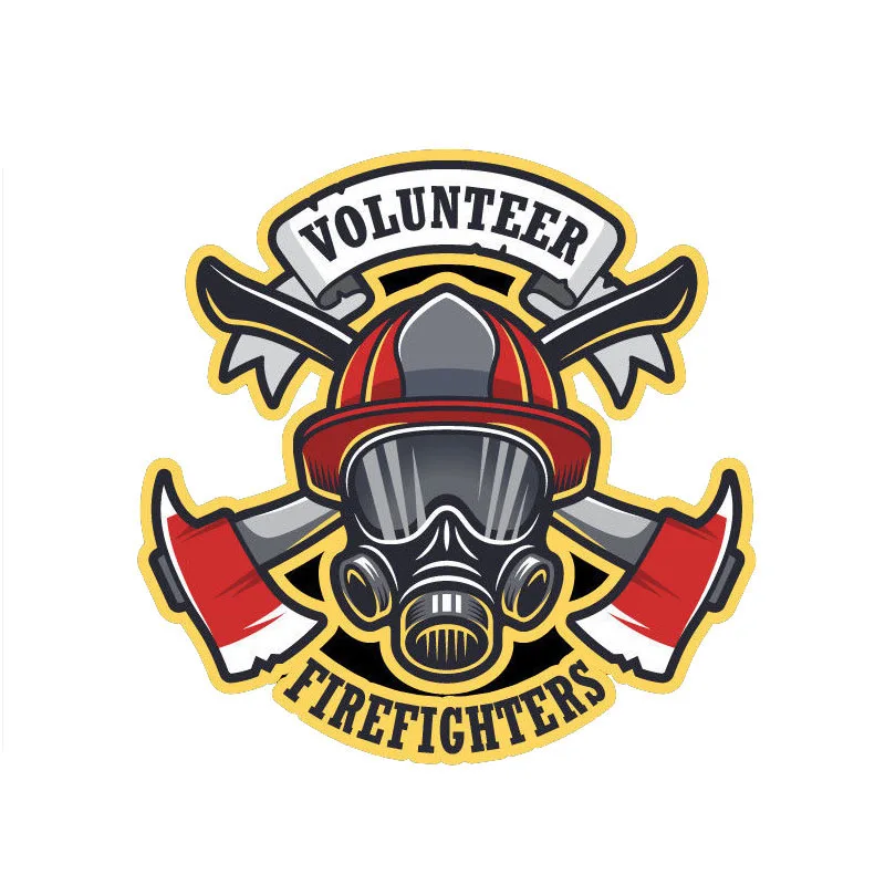 YJZT 13.9CM*13.9CM Funny Volunteer Firefighter Reflective Car Sticker PVC Decal 12-0659