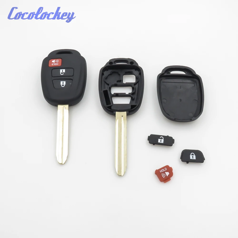 Cocolockey 3Buttons Replacement Remote Key Shell Keyless Case Fob Fit for TOYOTA RAV4 Highlander Fob Key Uncut 3 Buttons No Logo