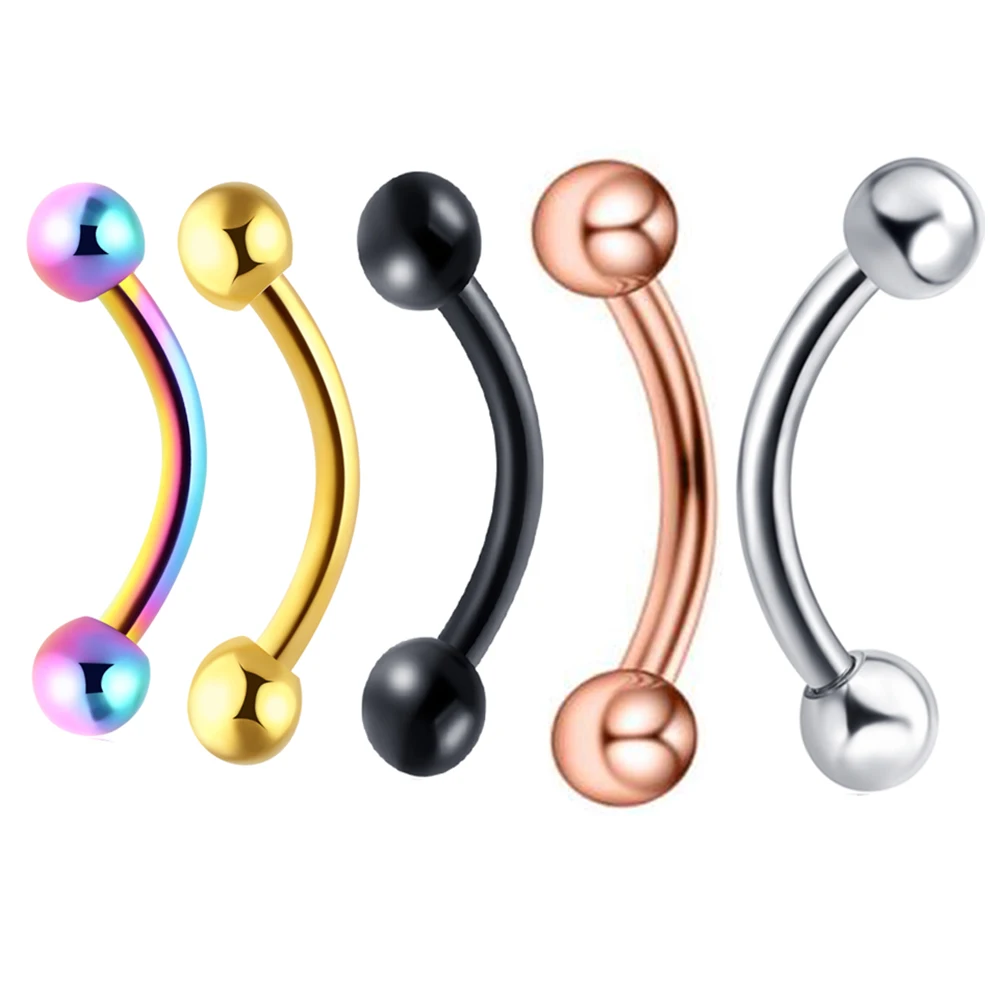 

TIANCIFBYJS Stainless Steel Eyebrow Rings Earrings Belly Lip Ring Studs Cartilage Tragus Ear Barbell Body Piercing Mix 6 Colors