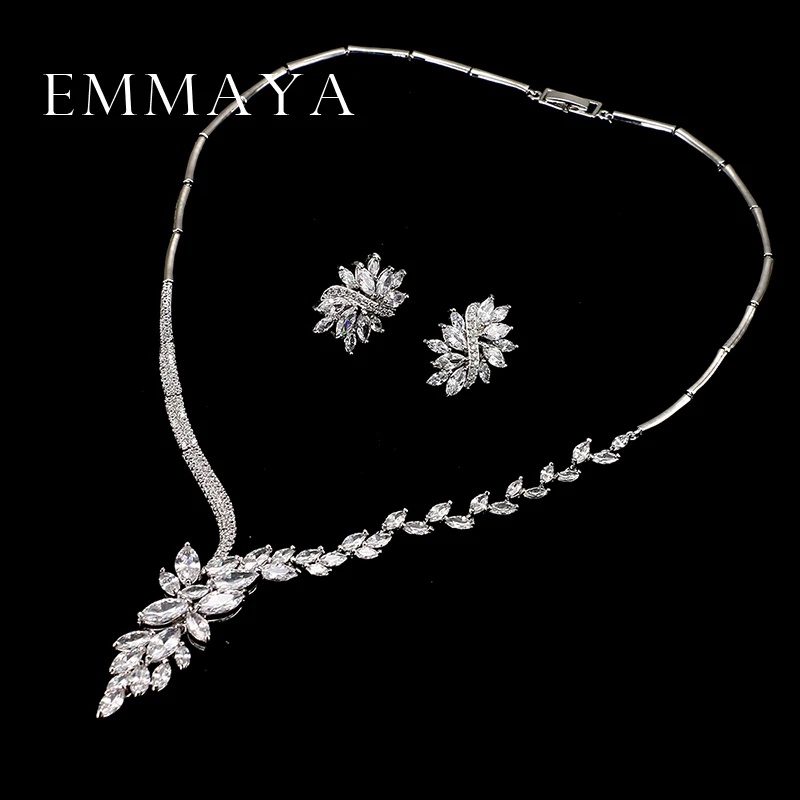 Emmaya New Unique Design Choker Necklace Stud Earrings Bridal Jewelry Sets Wedding Accessories Dropship