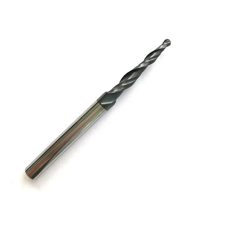 Tip radius=1.5mm HRC55 R1.5*D6*30.5*75L*2F Tungsten solid carbide Coated Tapered Ball Nose End Mills taper and cone endmills