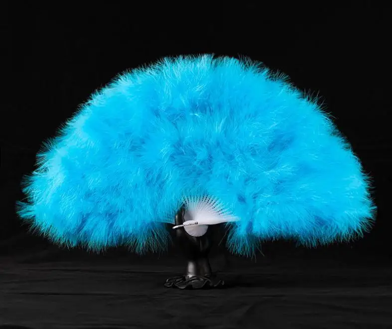 50pcs Soft Thick Fluffy Lady Burlesque Wedding Hand Fancy Dress Costume Folding Feather Fan Party Dance Props ni234