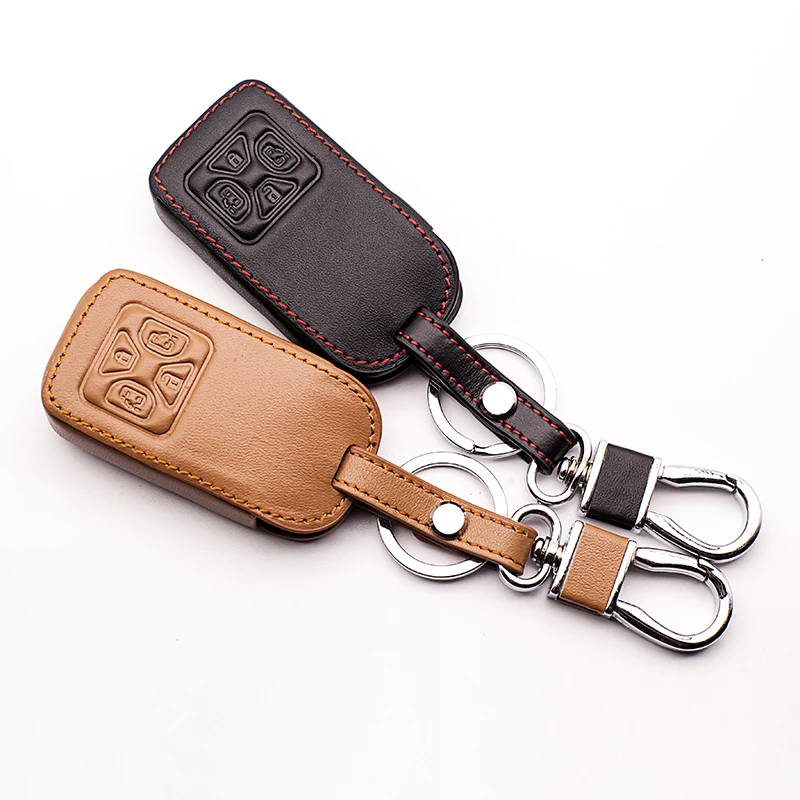 Leather car key cover car wallet for Toyota Noah Mark X RAV4 Estimate Corolla Yaris 4 button Key cases smart protect shell