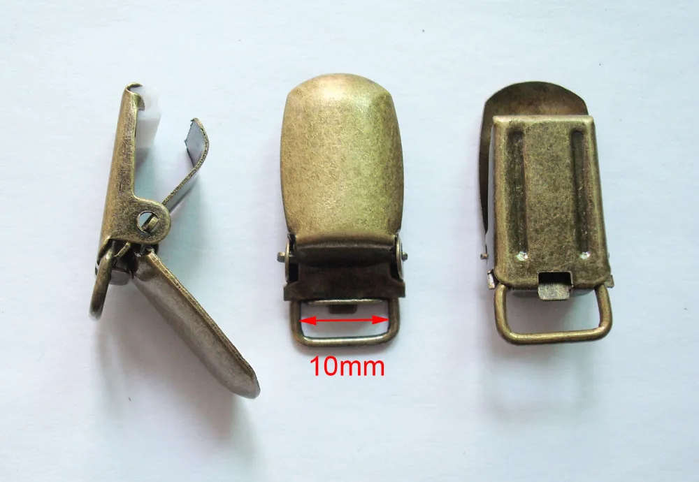 Free Shipping Inner 1.0 cm,25pcs antique bronze Metal Round Baby Rectangle Pacifier gallus Suspender Clips Holders,braces clip