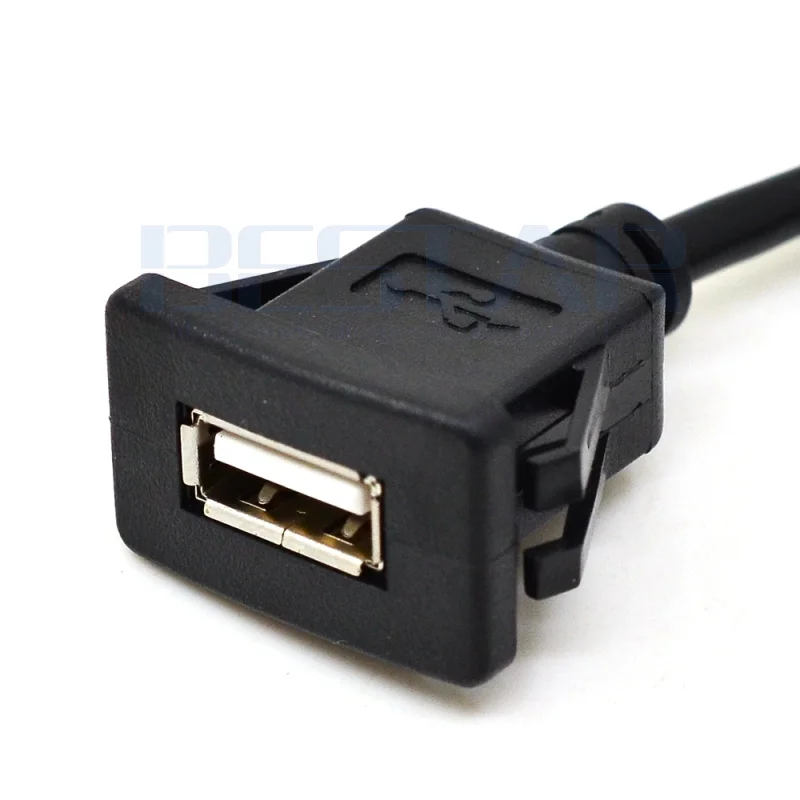 Plaza, puerto USB 2,0 del Panel de montaje al ras Cable de extensión con hebilla para el coche camión barco para salpicadero de motocicleta 3ft 1m