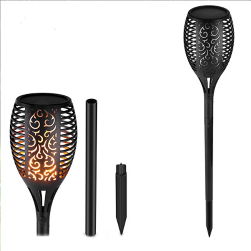 1 Pcs ATAU 2 Pcs 96 LED Tahan Air Flame Flame Solar Torch Light Lampu Taman Outdoor Lanskap Dekorasi Taman Halaman cahaya