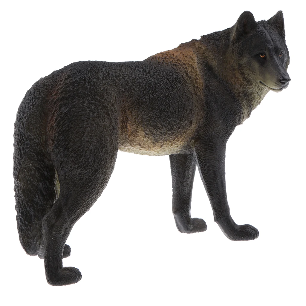 Realistic Animal Model Figurine Action Figures Playset Kids Toy Black Wolf