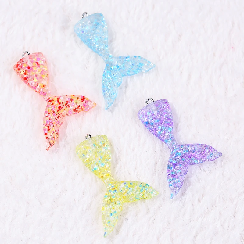 20pcs 47*31mm mermaid tail flatback Resin Cabochons charms  fashion Jewelry necklace pendant keychain charms for DIY decoration