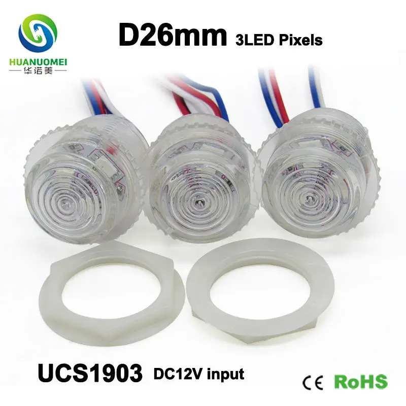 

Умный цифровой пиксель 12 В 26 мм 3smd Ucs1903 Светодиодный модуль солнечного света 5050 Smd Rgb Светодиодный светильник Водонепроницаемая лампа с прозрачной крышкой
