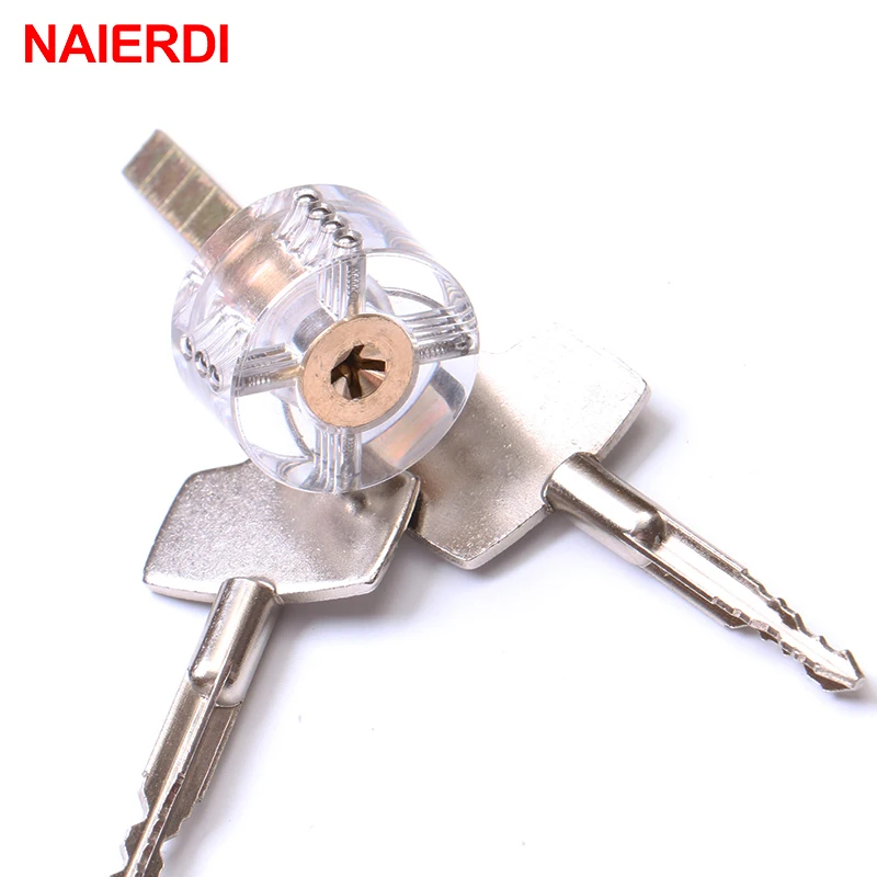 NAIERDI Practice Transparent Lock Pick Visible Training Skill Cutaway Inside Copper Padlock Tool For Locksmith Supplier Hardware