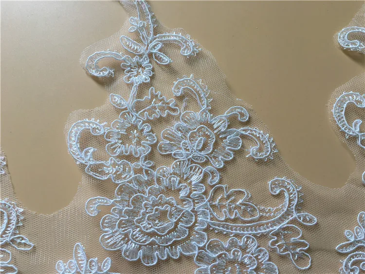 1Yard White/Ivory Lace Edge Mesh Tulle Flower Venise Venice Lace Trim Applique Sewing Craft for Wedding Decor DIY Boutique