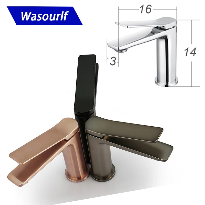 

Wasourlf Basin Faucet Waterfall Brass Bathroom Sink Tap Deck Mount Lavatory Black Wash Hot Cold Torneira Chrome Bronze Watermark