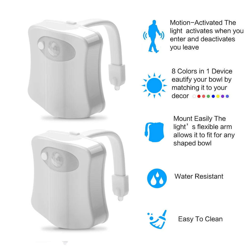 Enjoydeal 1PC 8/16สีห้องน้ำ LED Nightlight Auto-Sensing ห้องน้ำที่นั่งแผ่นเรืองแสง Nightlight บน/ปิดที่นั่งโคมไฟเซ็นเซอร์