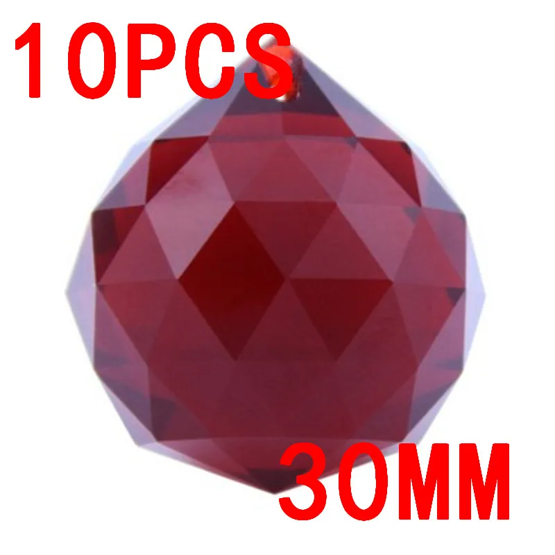 10pcs Chandelier Lamp 30mm AAA Quality Dark Red Crystal Ball Prism X'mas Wedding Pendant Free Shipping