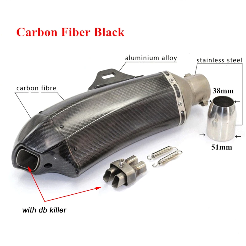 

Silp On Motorcycle Exhaust Muffler Pipe With Removable DB Killer Link 51mm Real Carbon Fiber Modified Silencer System