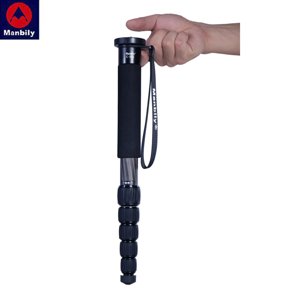Manbily C-555 professional carbon fiber monopod portable desktop video photography tripod stand ball head for digital SLR camera