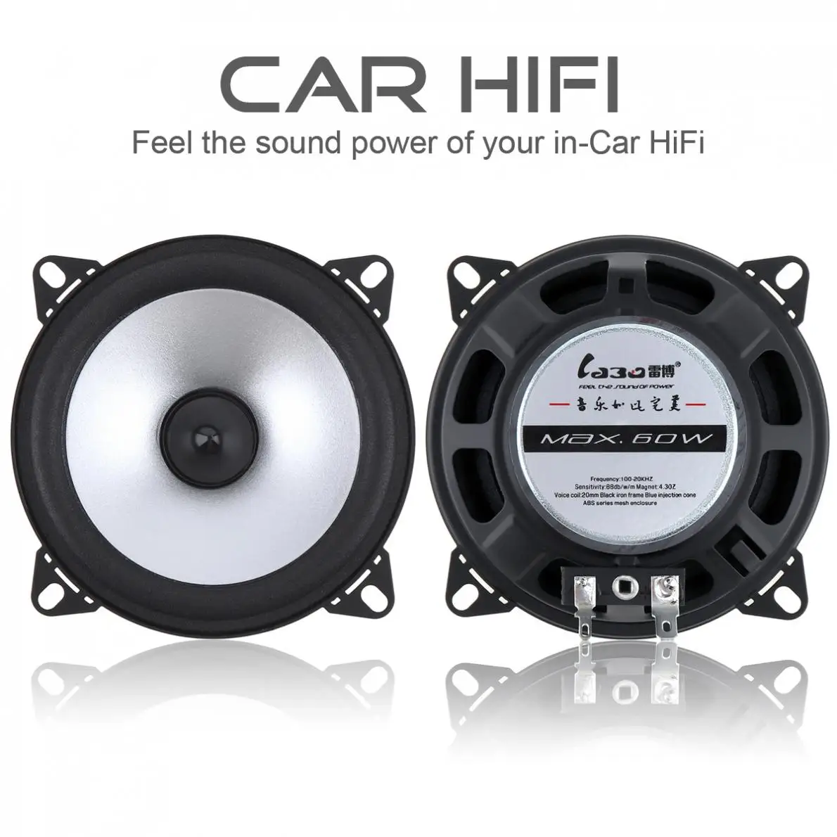 

LB-PS1401D 2pcs 4 Inch Car Coaxial Speaker 12V 60W 2 Way Vehicle Door Auto Audio Music Stereo Full Range Frequency Hifi Speakers