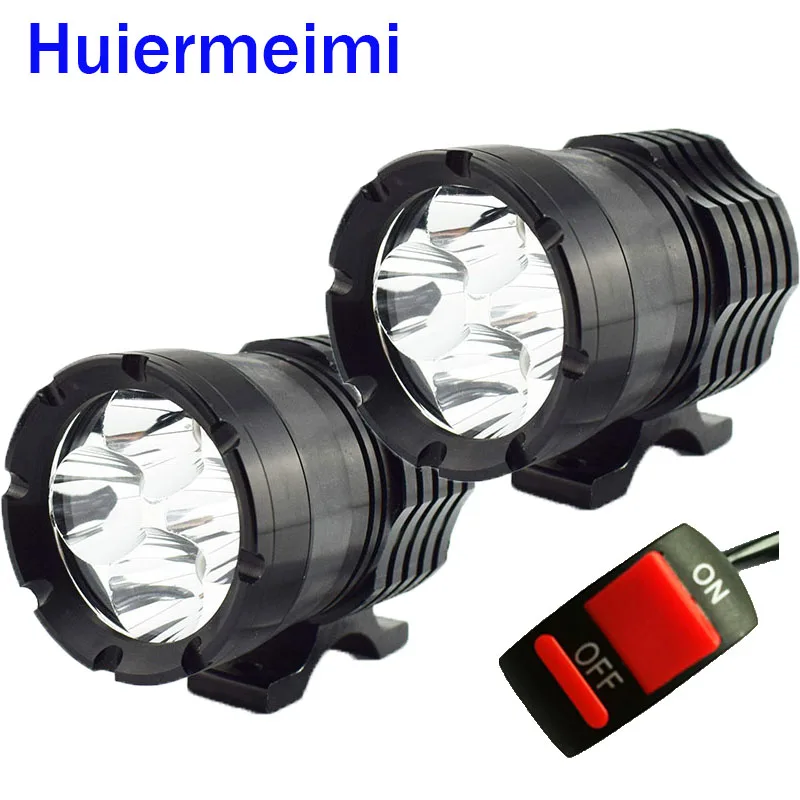 

Huiermeimi 1Pair Motorcycle Headlight 12V 40W LED Motobike Spotlight Moto Driving Hi lo Beam Headlamp Head Light Decorative Lamp