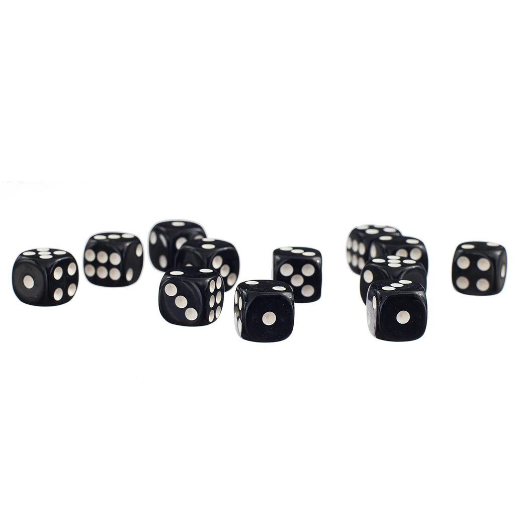 50 pz/set D6 sei lati Spot dadi gioco da tavolo dadi per Dungeons & Dragons gioco TRPG Home Party intrattenimento 12mm nero