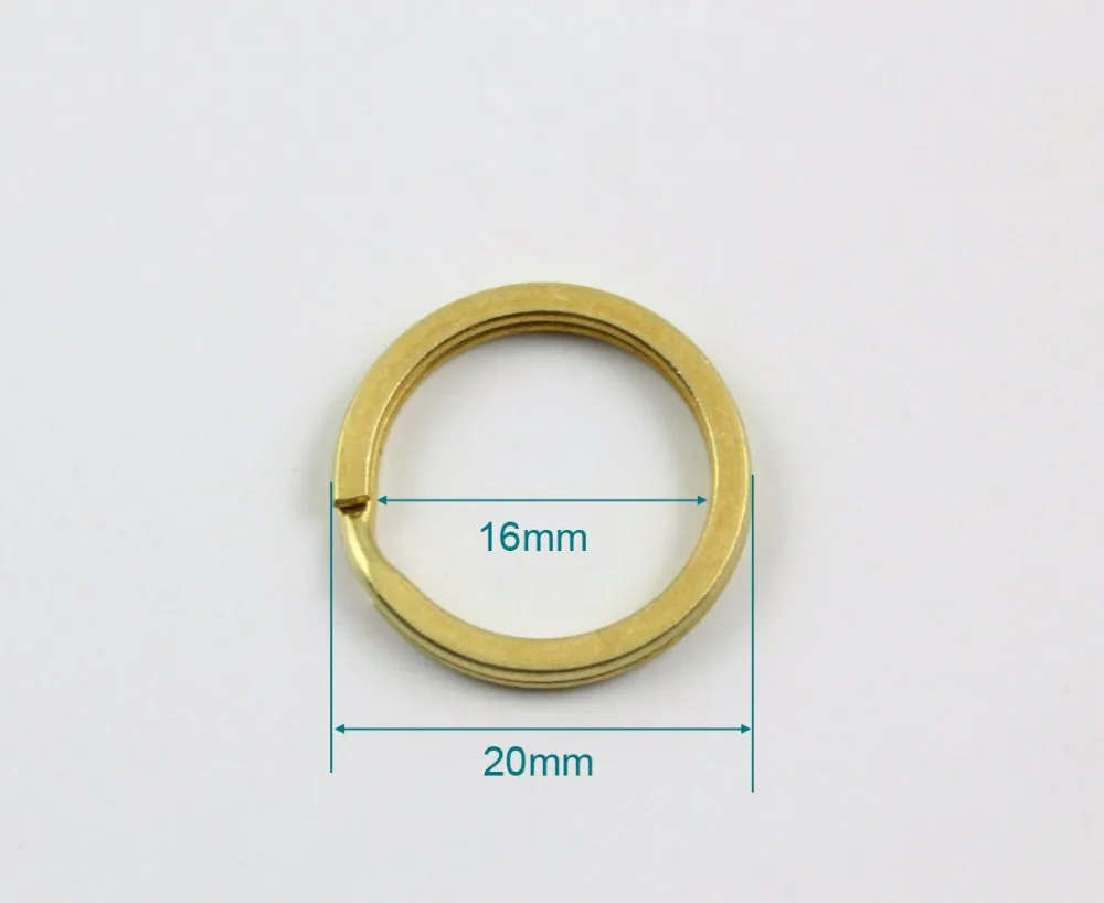 20 Pieces 20mm Solid Brass Split Key Ring - Flat