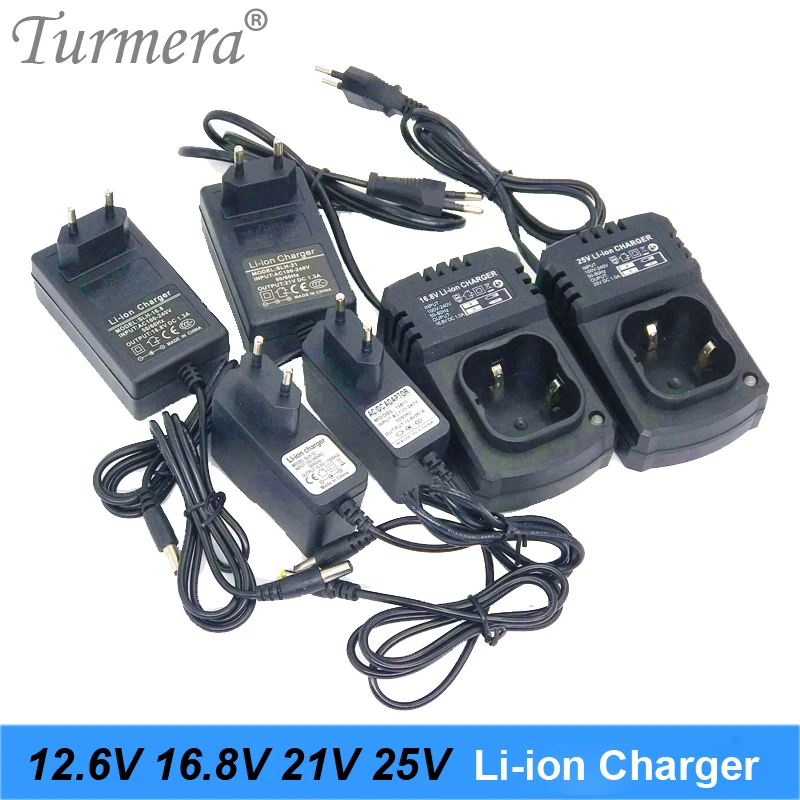 Cargador de batería de litio 12,6 V 16,8 V 21V 25V 1A 1.3A 18650 DC 5,5 MM * 2,1 MM 110-220V cargador de batería de iones de litio para destornillador