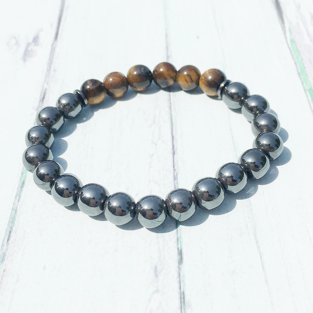 MG0360 Hot Sale Men`s Tiger Eye Stone Bracelet Trendy Design Hematite Energy Bracelet for Men  Natural Stone Jewelry