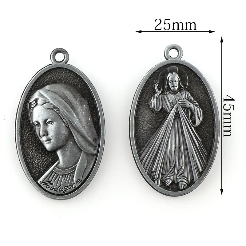 Oval Miraculous Medal Miraculous Medal Pendant Charms Round St Benedict Crucifix Pendants For  Key chain Pendants Saint Joseph