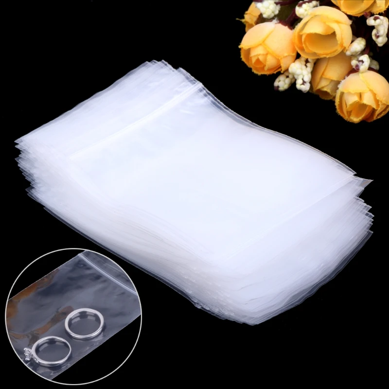 NEW 100pcs Resealable Plastic Seal Zip Lock Bags Transparent Clear Poly Bag 6cmx9cm