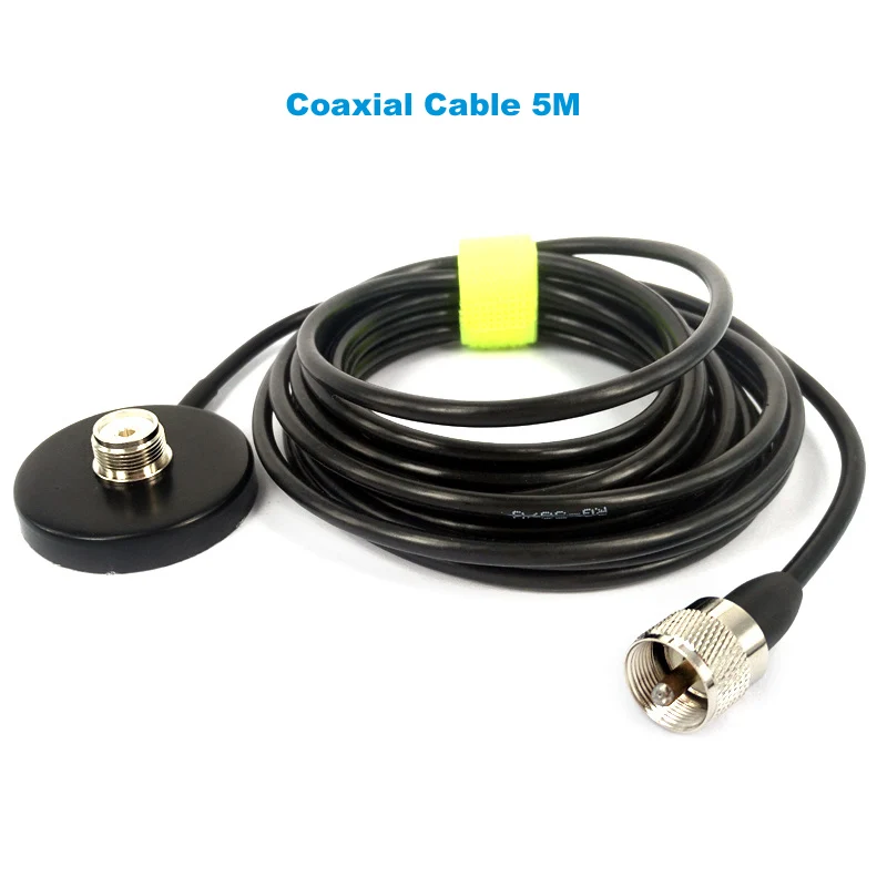 Walkie Talkie Car Radio Dual Band VHF UHF Antenna PL259 5M Coaxial Cable Magnetic Mount Base and SMA-F SMA-M BNC Connector