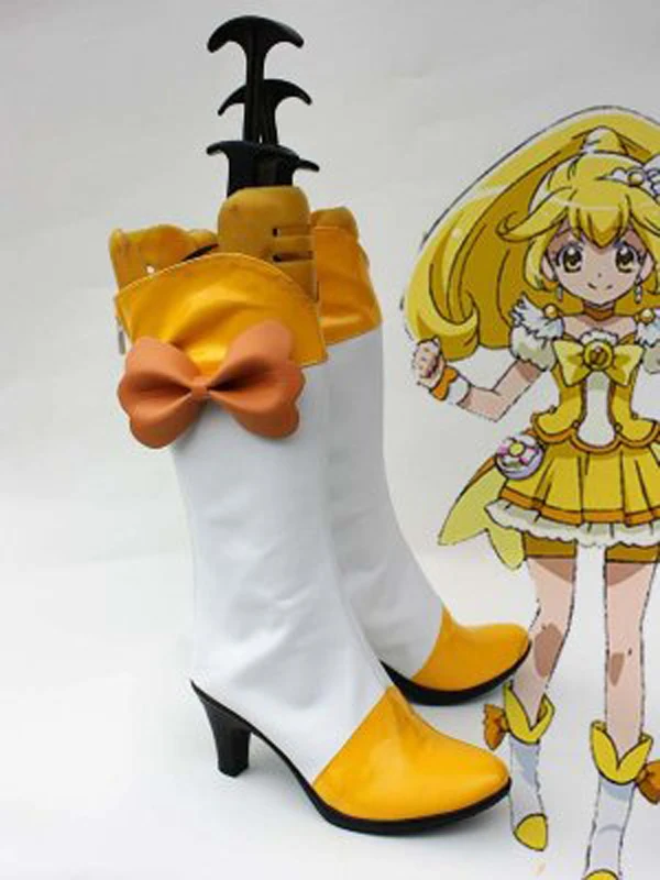 Smile Pretty Cure Kise Yayoi Cure Peace Yellow Cosplay Boots Shoes Anime Party Cosplay Boots Custom Made for Adult Women Shoes