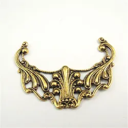 (15Pieces)Bohemia Vintage Jewelry Findings Hollow Antiqued Gold Color Headwear Shaped Necklace Pendant Bracelet Charms Dec 31463