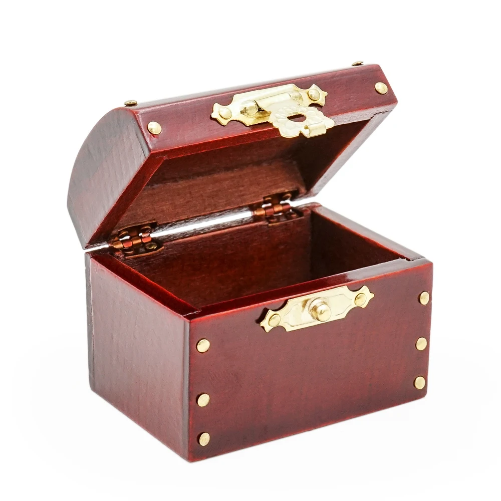 Odoria 1:12 Miniature Brown Treasure Chest Vintage Wooden Case Living Room Bedroom Furniture Doll House Accessories Decoration