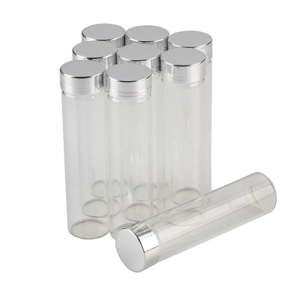 60ml Storage Bottles Jars Aluminum Screw Silver Cap Wishing Bottles Glass Crafts Food Jars 50pcs