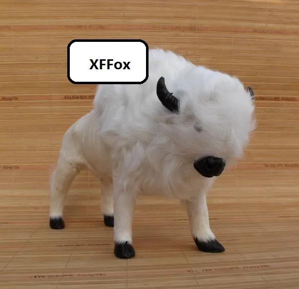 new creative real life white yak model plastic&furs simulation cattle gift about 32x10x22cm xf1922