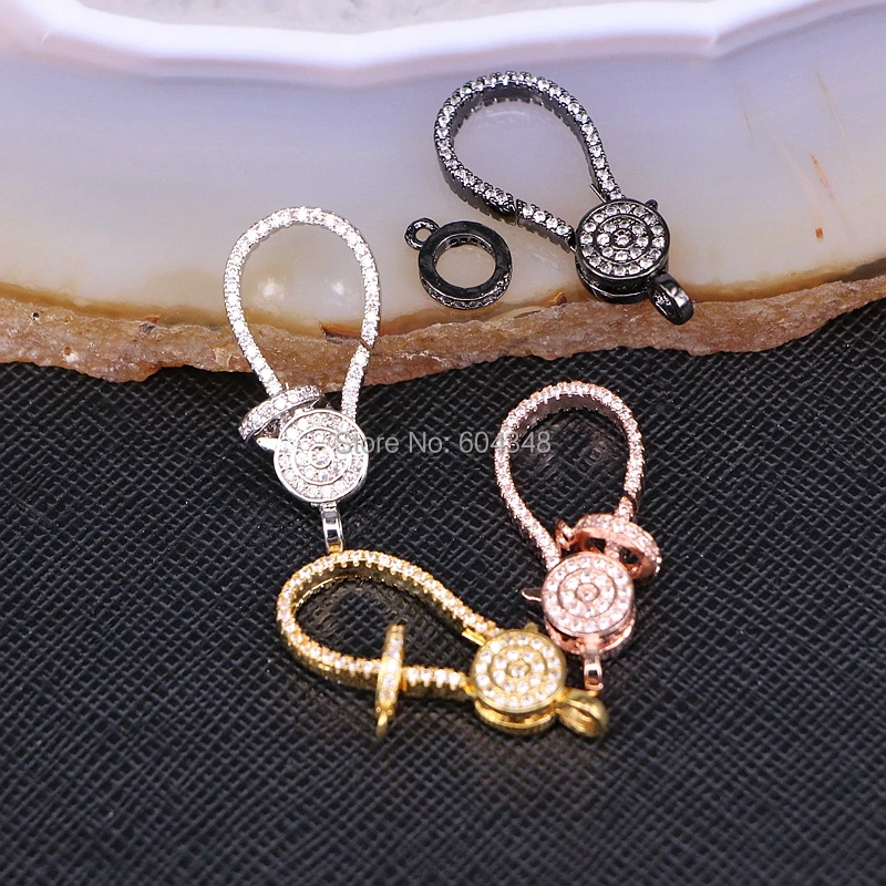 10PCS ZYZ180-9141 Fashion CZ Pave Big Lobster Clasp Finding With Two Loops Lobster Findings For Jewelry Making Accessories