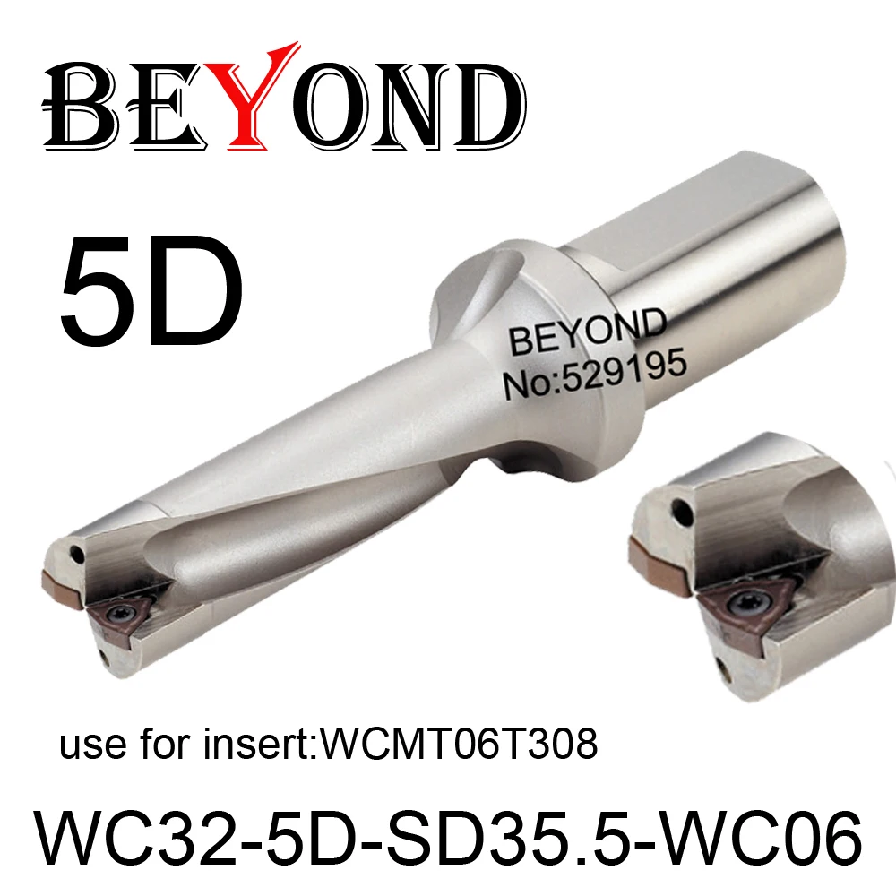 BEYOND-insertos de carburo de perforación en U, 35mm, 35,5mm, WC32-5D-SD35-WC06, WCMT06T308, Herramientas CNC indexables