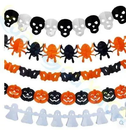 party bar DIY Paper Chain Garland Decorations Pumpkin Bat Ghost Spider Skull Shape Halloween Decor Paper cutting