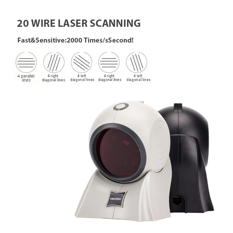 20 Lines USB/RS232/PS2 Desktop Omnidirectional 1D Laser Barcode Scanner  POS Barcode Reader for Retail Store/Supermarket SM-8120