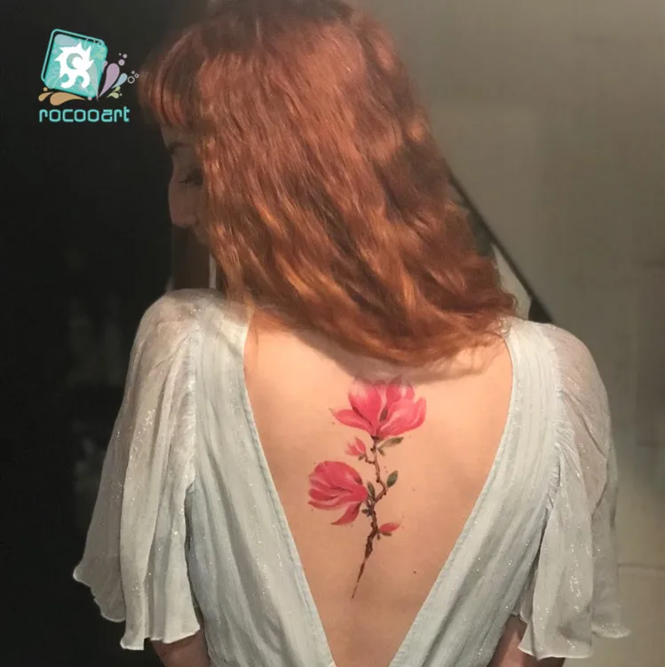 

1PCS Flower Temporary Tattoos for Women back Tattoo Sticker Fashion Sexy Body Art Waterproof Arm Fake Tatoo Sticker 21X10cm