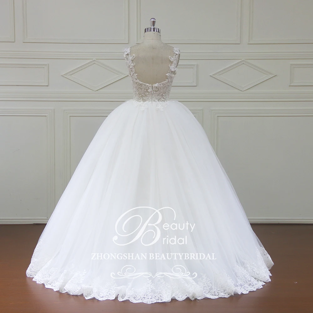 Wedding Dresses FOR WOMEN 100% Real Photos Luxury  Chapel Train Flowers Ball Gown Cap Sleeve Wedding Dress  Vestido NM7001