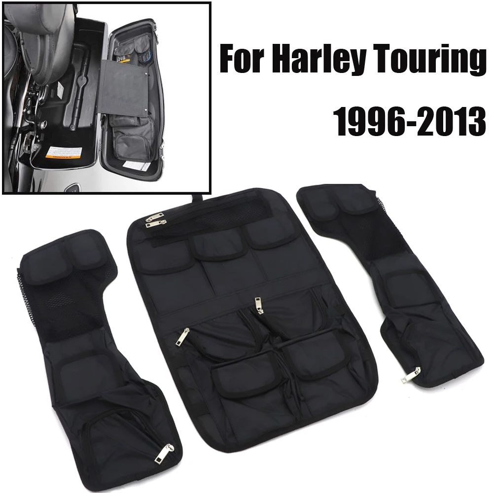 

Motorcycle Black Hard Saddlebag Tour Pak Lid Organizer Internal Bag Set For Touring Models 1993-2013