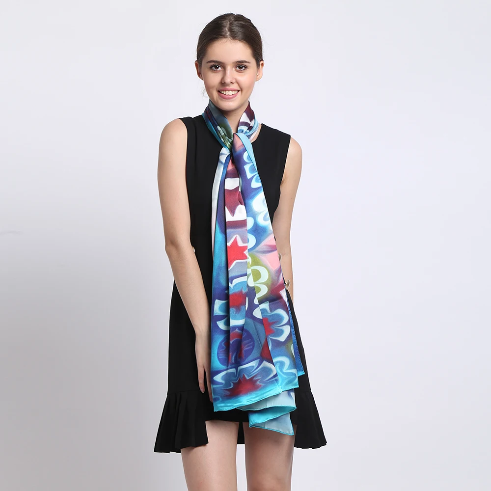 [Long Scarf]S100% Silk Satin Scarf 85cmX195cm Women Scarves Natural Mulberry Silk Scarves Shawls New Update Exclusive